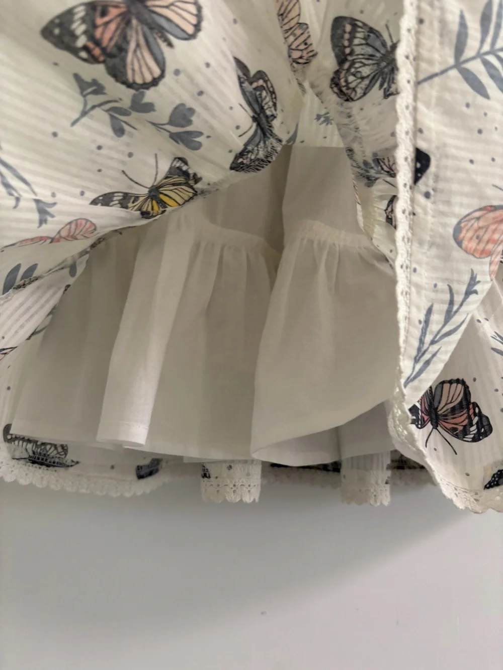 Little Girl Dress Butterfly Crochet Detail Lined Ruffles Dress 18M